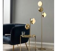 Ruma Brass Metal & White Orb Dome Floor Lamp 3 Bulb Art Deco Light in Gold Ruma Gold