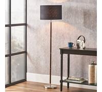 Ruma Brushed Silver And Wood Effect Floor Lamp Silver One Size