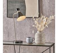 Ruma Brushed Silver Metal Table Lamp in Black Ruma Black