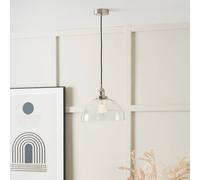 Ruma Ceiling Light Antique Silver Metal & Glass Dome Pendant in Clear Ruma Clear