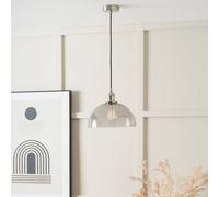 Ruma Ceiling Light Antique Silver Metal & Glass Dome Pendant in Grey Ruma Grey