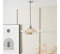 Ruma Ceiling Light Antique Silver Metal & Glass Dome Pendant in Natural Ruma Natural