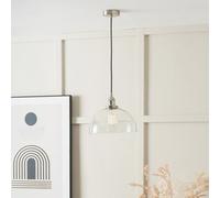 Ruma Ceiling Light Antique Silver Metal & Glass Dome Pendant in Clear Ruma Clear