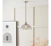 Ruma Ceiling Light Antique Silver Metal & Glass Dome Pendant in Grey Ruma Grey
