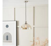 Ruma Ceiling Light Antique Silver Metal & Glass Dome Pendant in Natural Ruma Natural