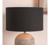 Dark Grey Cylinder Lampshade for Table Lamps | Charcoal Drum Cotton Lamp Shade for Floor Lamps | Lined Fabric Shades for Living Room (Dark Grey, 45cm)