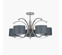 Ruma Dark Grey Silver Curved 5 Lights Semi Flush Chandelier Ceiling Lights Silver One Size