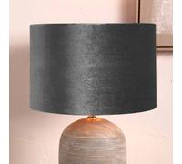 Ruma Dark Grey Velvet Drum Lampshade for Table Lamps | Size: 14 inches Ruma Grey 14 inches