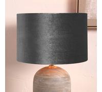Ruma Dark Grey Velvet Drum Lampshade for Table Lamps | Size: 14 inches Ruma Grey 14 inches