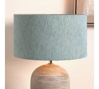 Ruma Duck Egg Slubbed Faux Silk Gold Lined Cylinder Shade For Table Lamp In Green Green 14 inches