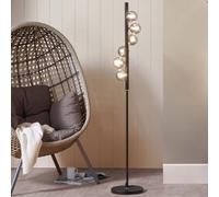 Pacific Blair Smoke Glass Ball Floor Lamp - Black