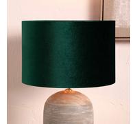 Ruma Forest Green Velvet Cylinder Shade for Table Lamps | Size: 12 inches Ruma Green 12 inches
