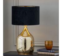 Pacific Lifestyle Textured Ceramic Bottle Table Lamp with Black Lampshade | Stellar Foxed Glass Standard Lamps for Living Room | Bedside Table Lamps for The Bedroom (Gold)
