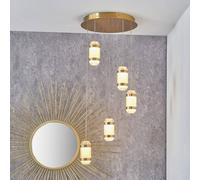 Ruma Gold Metal And White Glass Led Multi Drop Pendant Gold