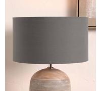 Grey Cylinder Cotton Lampshade for Table Lamps 14inch | Drum Lamp Shade for Living Room Standard Lamps (Grey, 35cm Diameter)
