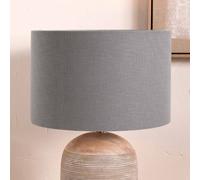 Ruma Grey Self Lined Linen Drum Lamp Shade For Table Lamps And Floor Lamps Grey