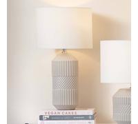 Pacific Lifestyle Grey Geo Textured Tall Ceramic Table Lamp