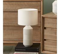 Ruma Grey Tall Geometric Textured Tall Ceramic Table Lamp Embossed Pattern In White White One Size