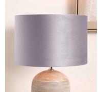 Ruma Light Grey Velvet Cylinder Shade for Table Lamps & Floor Lamps | Size: 14 inches Ruma Grey 14 inches