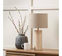 Ruma Limestone Cylinder Table Lamp with Hessian Shade in Natural