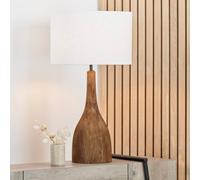 Ruma Mango Wood Curved Table Lamp Base With Linen Drum Shade In Brown Brown