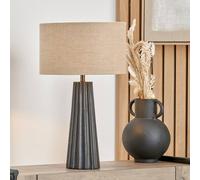 Ruma Mango Wood Textured Cone Table Lamp In Black Black