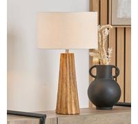 Olivia's Draydon Natural Mango Wood Textured Cone Table Lamp