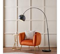 Ruma Matt Black Metal And Black Marble Floor Lamp Black