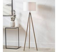 Ruma Metal And Wood Grain Tripod Floor Lamp In Grey Grey