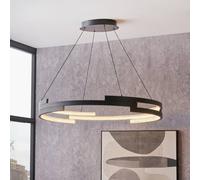 Ruma Metal Led Ring Pendant Ceiling Light In Black Black