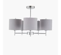 Ruma Metal & Linen 5 Arm Light Pendant Grey Ceiling Lamp Ruma Grey