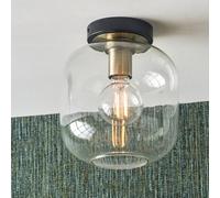 Ruma Minimalist Industrial Clear Glass Flush Dome Ceiling Light Black Base Ruma Black