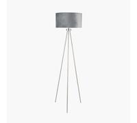 Ruma Minimalist Metal Tripod Floor Lamp For Living Room Black Shade in Silver Ruma Silver