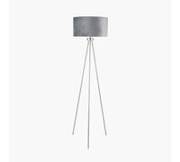 Ruma Minimalist Metal Tripod Floor Lamp For Living Room Black Shade in Silver Ruma Silver