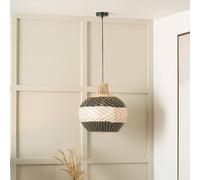 Ruma Natural Rattan Black And White Woven Ceiling Light Black