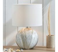 Natural Ceramic Table Lamps Stone Effect For Living Room | Textured Scandi Standard Table Lamps For The Bedroom | Neutral Modern Lamp Base with Lampshade | Contemporary Bedside Table Lamps (Grey)