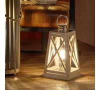 White Wash and Chrome Lantern Table Lamp, White