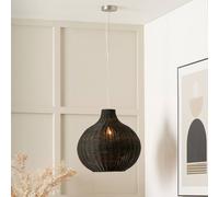 Ruma Rattan Dome Pendant Ceiling Light In Black Black