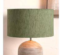 Ruma Sage Green Slubbed Faux Silk Gold Lined Cylinder Shade For Table Lamp Green 14 inches