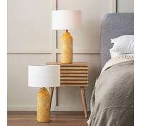 Ruma Set of 2 Bethan Embossed Mustard Ceramic Table Lamp in Yellow Ruma Yellow