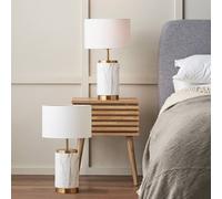 Ruma Set of 2 Carrara Marble Effect Ceramic Table Lamp in White Ruma White