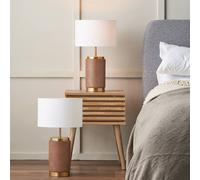Ruma Set of 2 Carrara Wood Effect Ceramic Table Lamp in Brown Ruma Brown