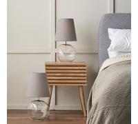 Ruma Set of 2 Hallie Clear Glass & Grey Shade Table Lamp Ruma Grey