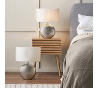 Ruma Set Of 2 Mabel Silver Dot Textured Ceramic Table Lamp Silver One Size