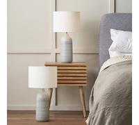 Pacific Lifestyle Set of 2 Venus Ombre Ceramic Table Lamp | Pair of Textured Line Living Room Accent Lamps | Modern Coastal Lighting Complete Bedroom Lamps x 2
