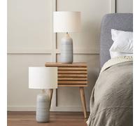 Pacific Lifestyle Set of 2 Venus Ombre Ceramic Table Lamp | Pair of Textured Line Living Room Accent Lamps | Modern Coastal Lighting Complete Bedroom Lamps x 2