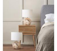 Ruma Set Of 2 Viejo Natural Stone Effect Ceramic Table Lamp In Brown Brown