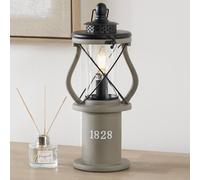 Antique Wood Lantern Table Lamp, Grey