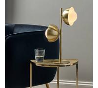 Ruma Silver Metal And White Orb Dome Table Lamp Dual Bulb Art Deco Lighting In Gold Gold