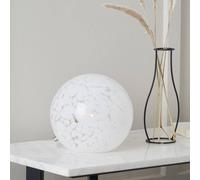 Pacific Lifestyle Speckled White Glass Spherical Table Lamp | Minimalist Glass Orb Lamp for Bedside Tables | Living Room Cosy Glass Table Lamp